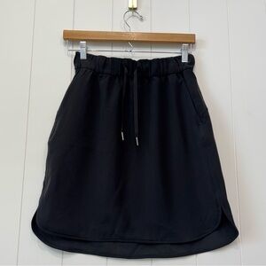 Lululemon On The Fly Skirt Pull On Elastic Waist Drawstring Pockets Size 6 Black